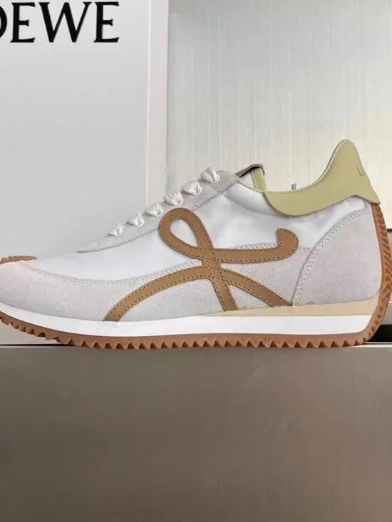Loewe Women's Cream and Tan FLOWSneakers - Picture 4 of 7